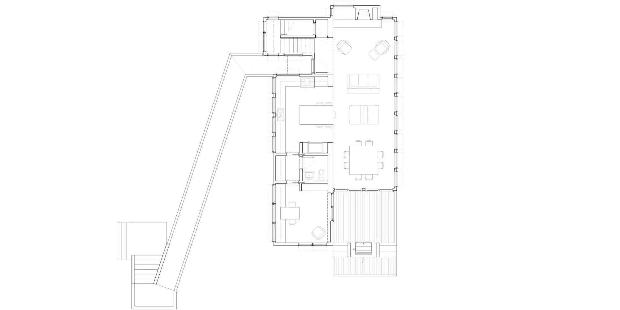 Architectural floor plan showing a detailed layout of rooms and spaces.